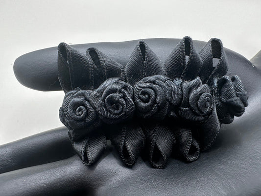 80s Goth Black Rose Hair Vintage Barrette