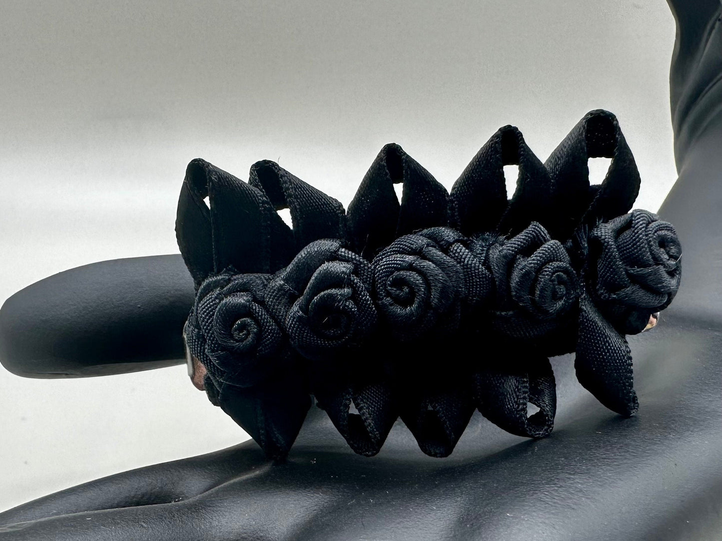 80s Goth Black Rose Hair Vintage Barrette