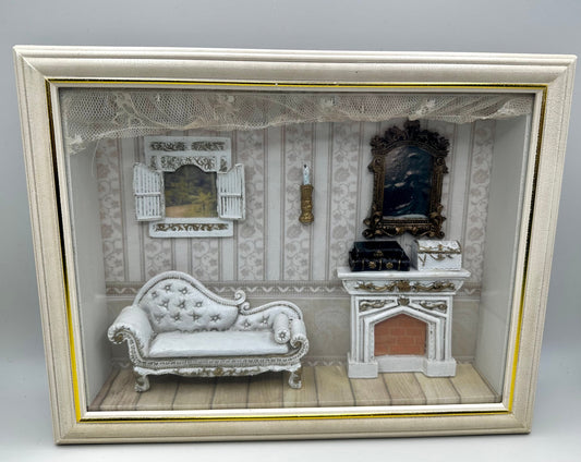 Victorian Living Room 3D Diorama Shadow Box Miniatures Wall Hanging