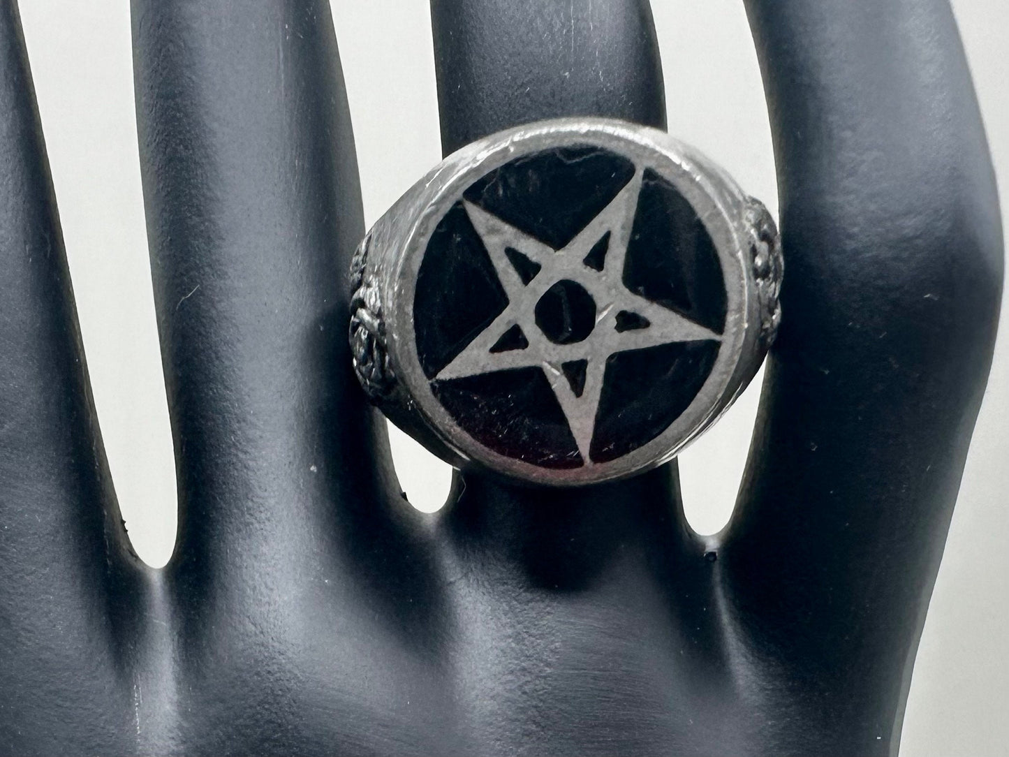 Alchemy of England Pentagram Rose Punk Goth Ring 90s Vintage Size 12