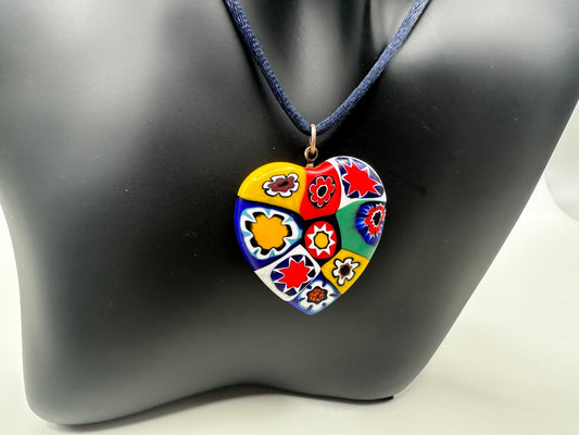 90s Heart Red Green Yellow Blue Necklace Pendant