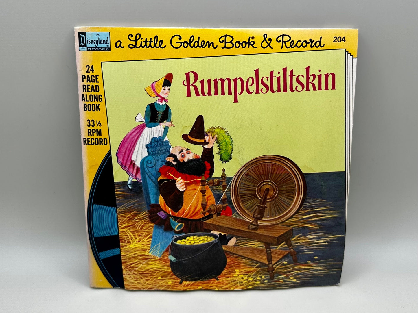 Walt Disney Rumpelstiltskin #204 Little Golden Book & 33RPM Vintage 1976