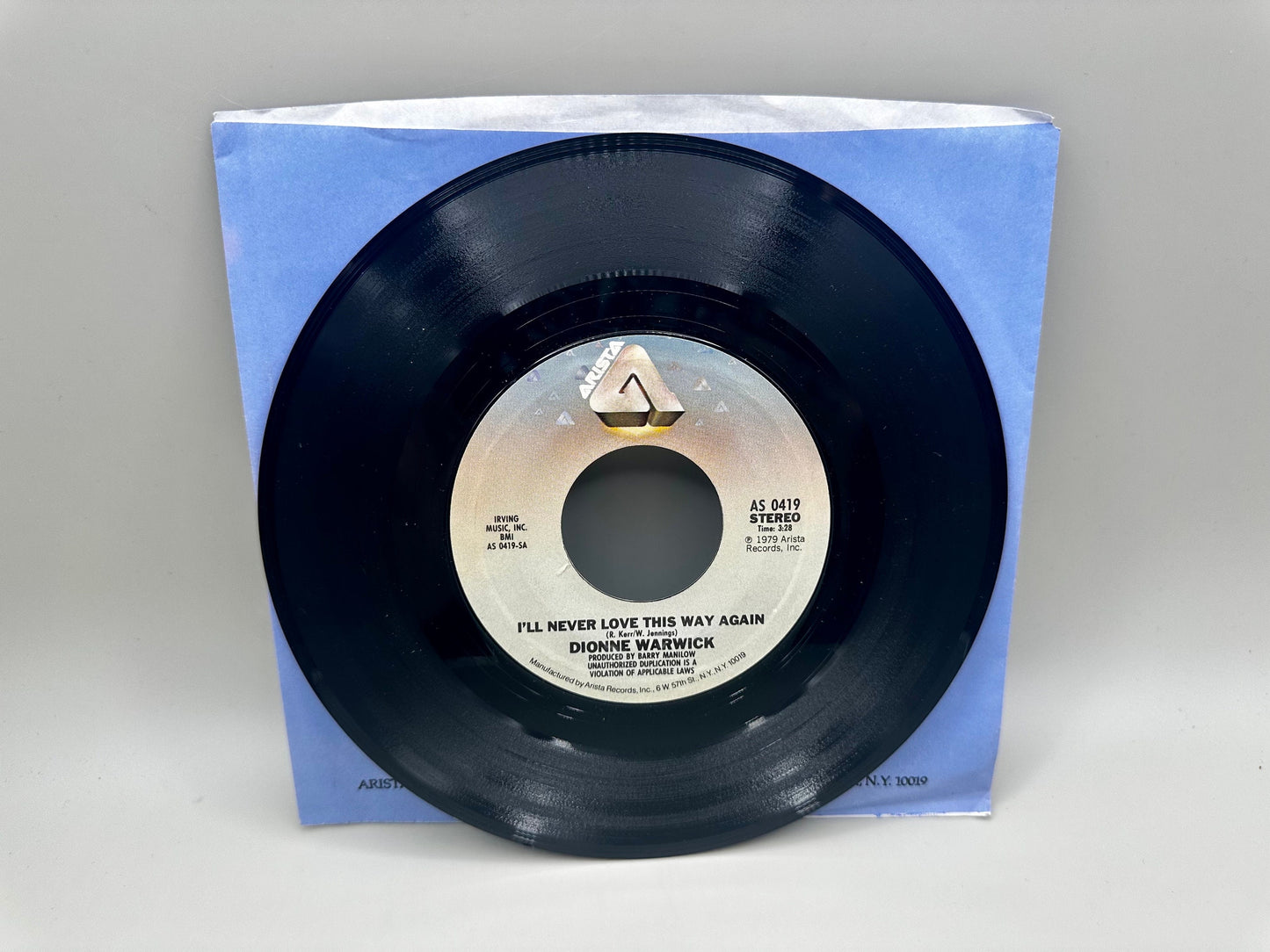 Dionne Warwick In Your Eyes/I'll Never Love This Way Again Vinyl 45 RPM 1979 Arista Records