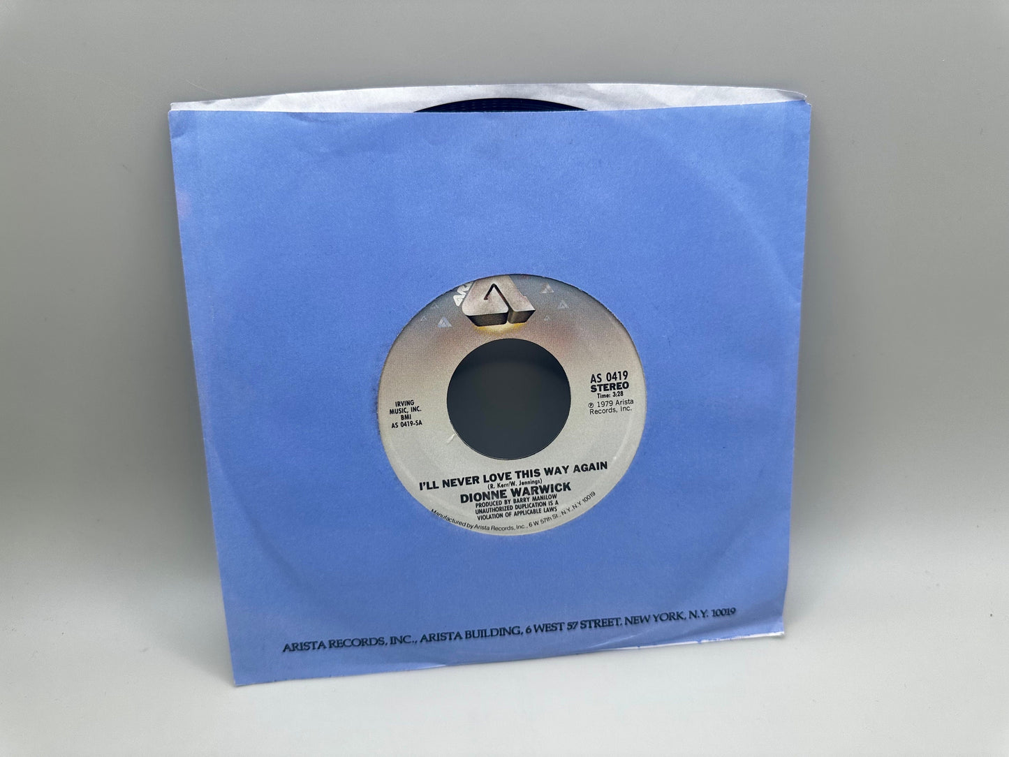 Dionne Warwick In Your Eyes/I'll Never Love This Way Again Vinyl 45 RPM 1979 Arista Records