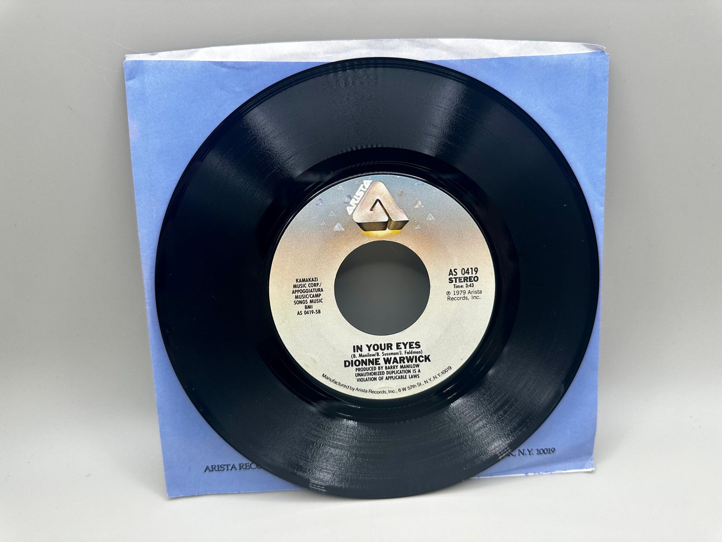 Dionne Warwick In Your Eyes/I'll Never Love This Way Again Vinyl 45 RPM 1979 Arista Records