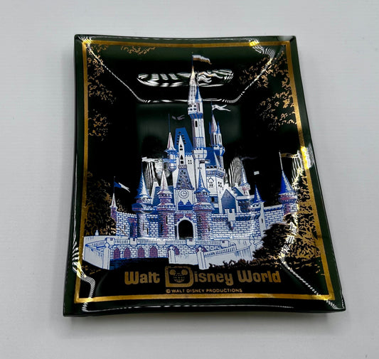 Walt Disney World Magic Kingdom Vintage Glass Cinderella Castle Ashtray Trinket Dish