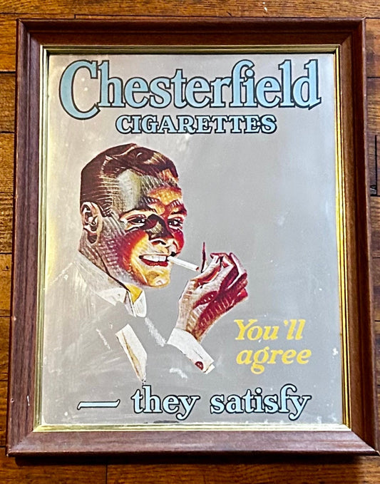 Chesterfield Cigarettes Vintage Mirror 14 x 12 Inches