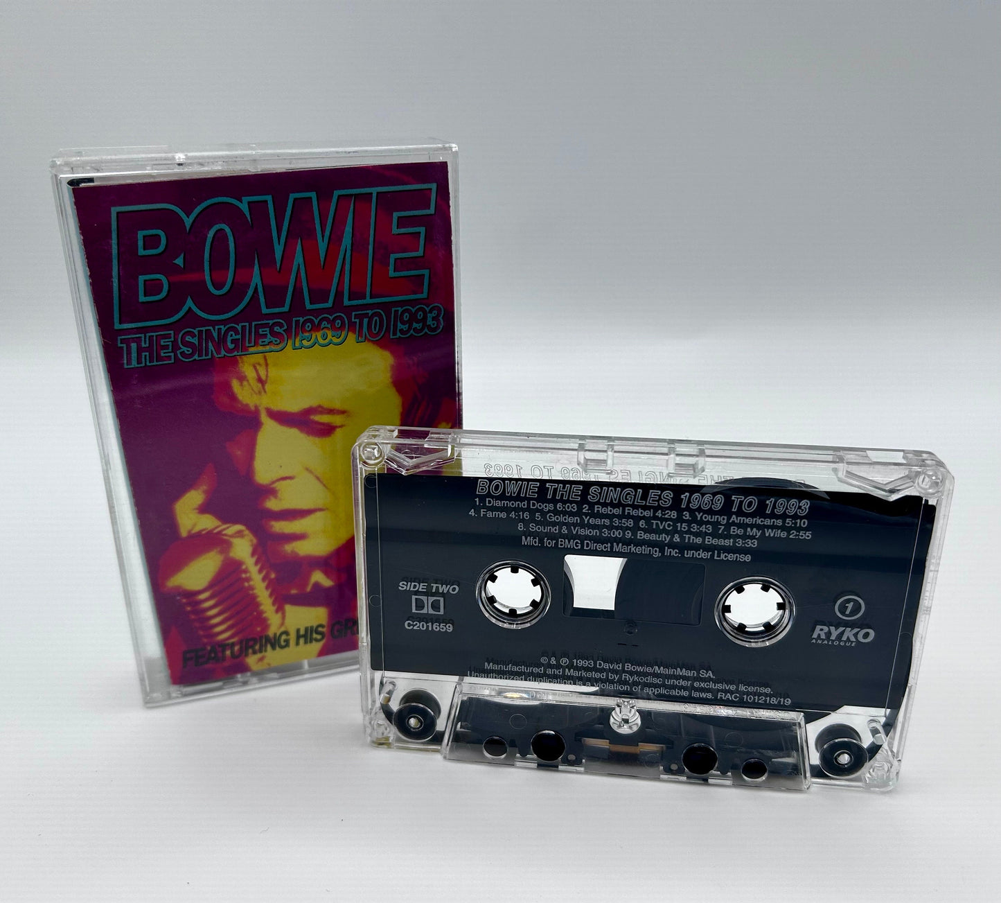 David Bowie The Singles: 1969-1993 Rock Glam OOP Double Album RARE 2 Cassette Tapes TESTED