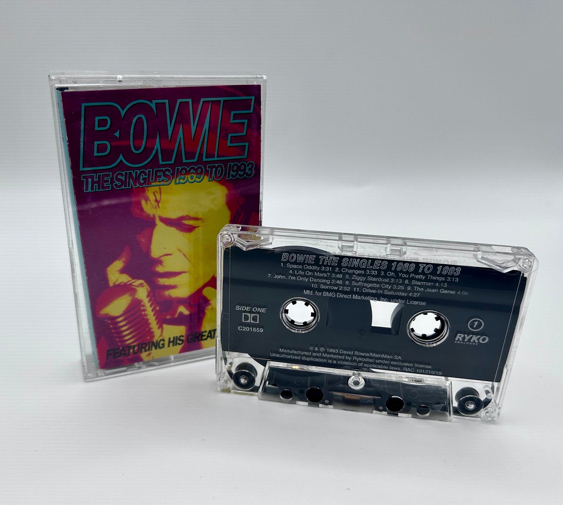 David Bowie The Singles: 1969-1993 Rock Glam OOP Double Album RARE 2 Cassette Tapes TESTED