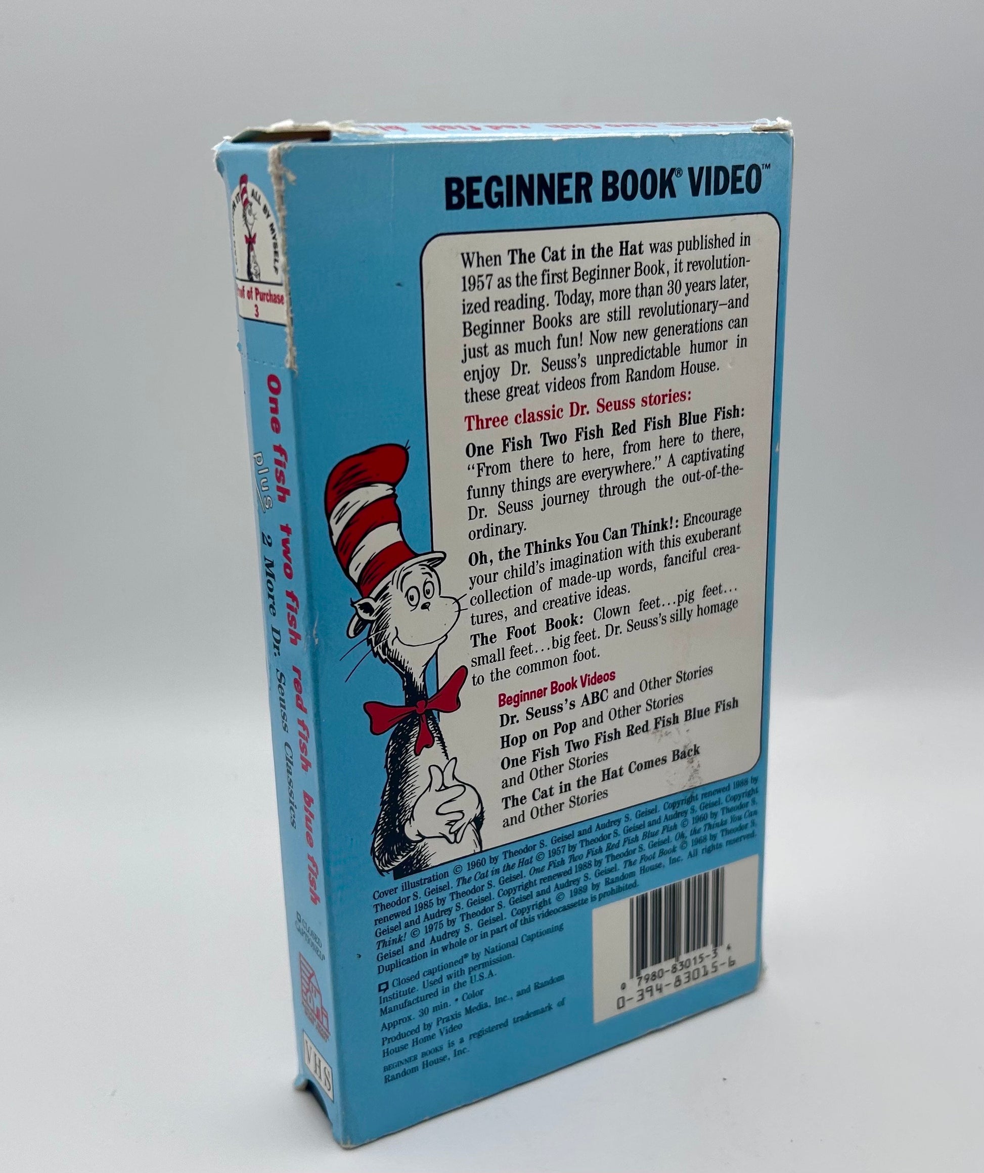 Dr Seuss - One Fish Two Fish Red Fish Blue Fish Thinks Think Foot Book VHS 1992