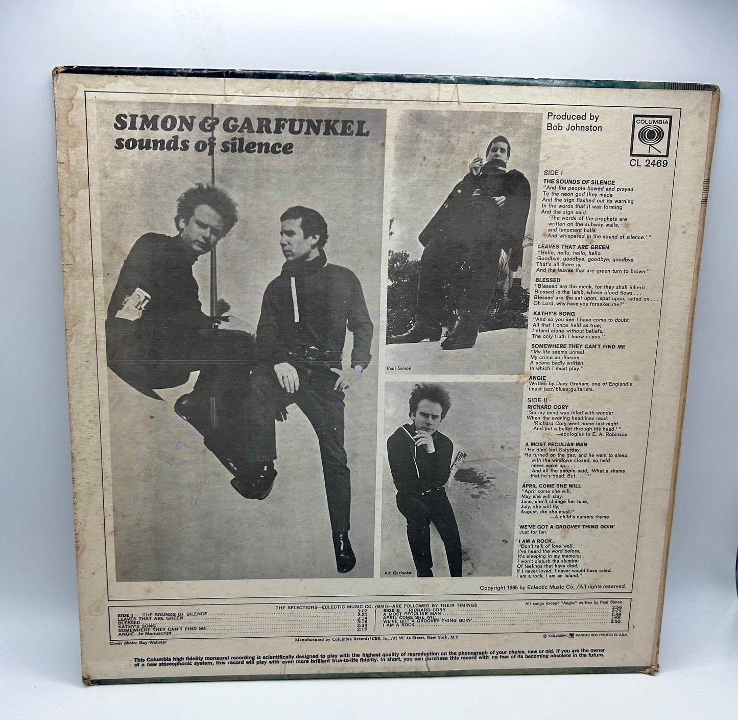 Simon & Garfunkel Sounds Of Silence CL 2469 Vinyl LP 1965