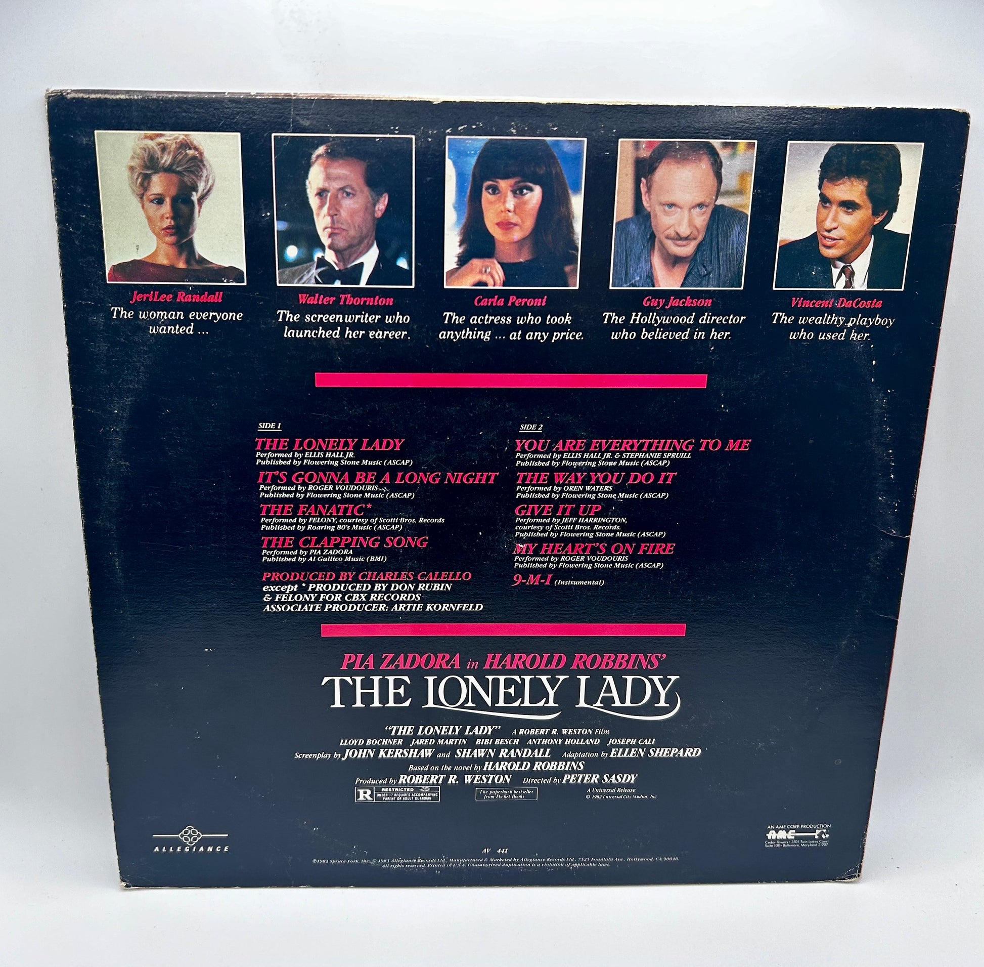 The Lonely Lady Original Soundtrack OST Pia Zadora Allegiance AV 441 Vinyl LP 1983