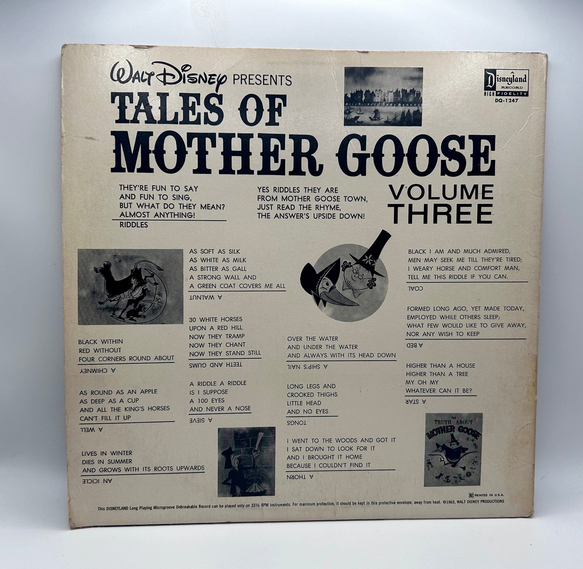 Walt Disney's Tales Of Mother Goose Volume Three Vinyl LP 1963